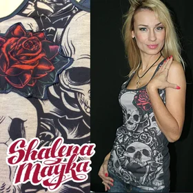 Футболки с полной запечаткой: череп розы аппликация